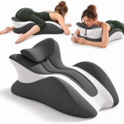 Pernă Ergonomică Multifuncțională Linomag® pentru Cupluri și Relaxare, pentru Dormit, Citit și Odihnă, Spumă cu Memorie, Suport pentru Spate și Corp, Tetieră Detașabilă, Husă Lavabilă, Negru/Alb