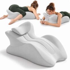 Pernă Ergonomică Multifuncțională Linomag® pentru Cupluri și Relaxare, pentru Dormit, Citit și Odihnă, Spumă cu Memorie, Suport pentru Spate și Corp, Tetieră Detașabilă, Husă Lavabilă, Gri Deschis