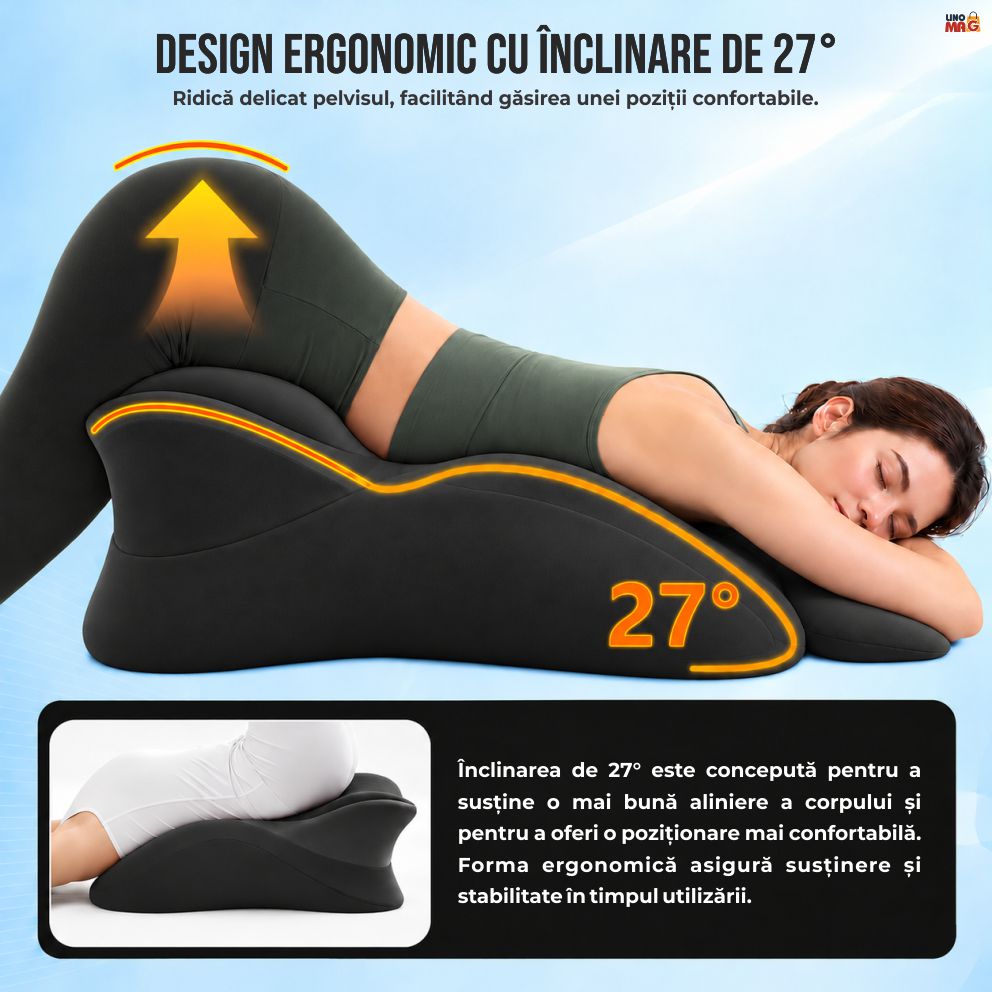 Pernă Ergonomică Multifuncțională Linomag® pentru Cupluri și Relaxare, pentru Dormit, Citit și Odihnă, Spumă cu Memorie, Suport pentru Spate și Corp, Tetieră Detașabilă, Husă Lavabilă, Negru - imagine 11
