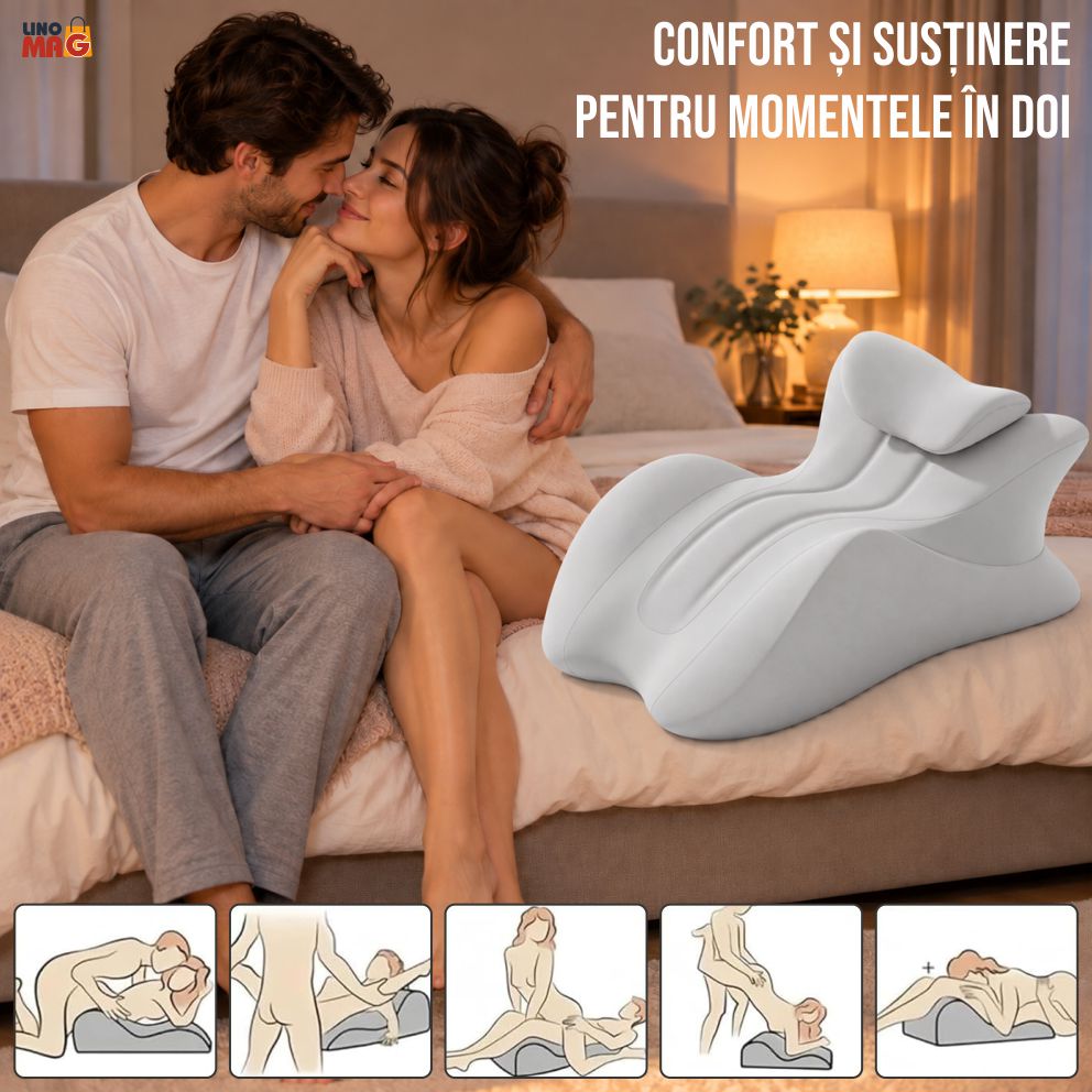 Pernă Ergonomică Multifuncțională Linomag® pentru Cupluri și Relaxare, pentru Dormit, Citit și Odihnă, Spumă cu Memorie, Suport pentru Spate și Corp, Tetieră Detașabilă, Husă Lavabilă, Gri Deschis - imagine 6
